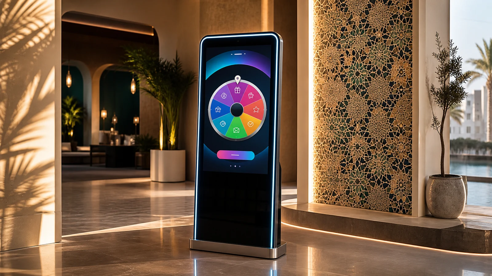 Borne interactive premium dans un espace événementiel au Maroc